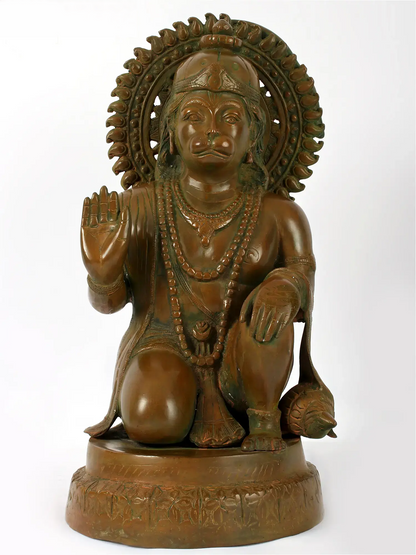 Brassaura® Veer Hanuman Blessing Pose | Brass Sculpture | Height 19 Inches & Weight 15.50 kgs