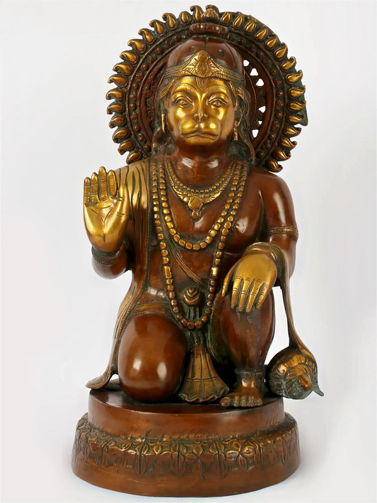 Brassaura® Veer Hanuman Blessing Pose | Brass Sculpture | Height 19 Inches & Weight 15.50 kgs