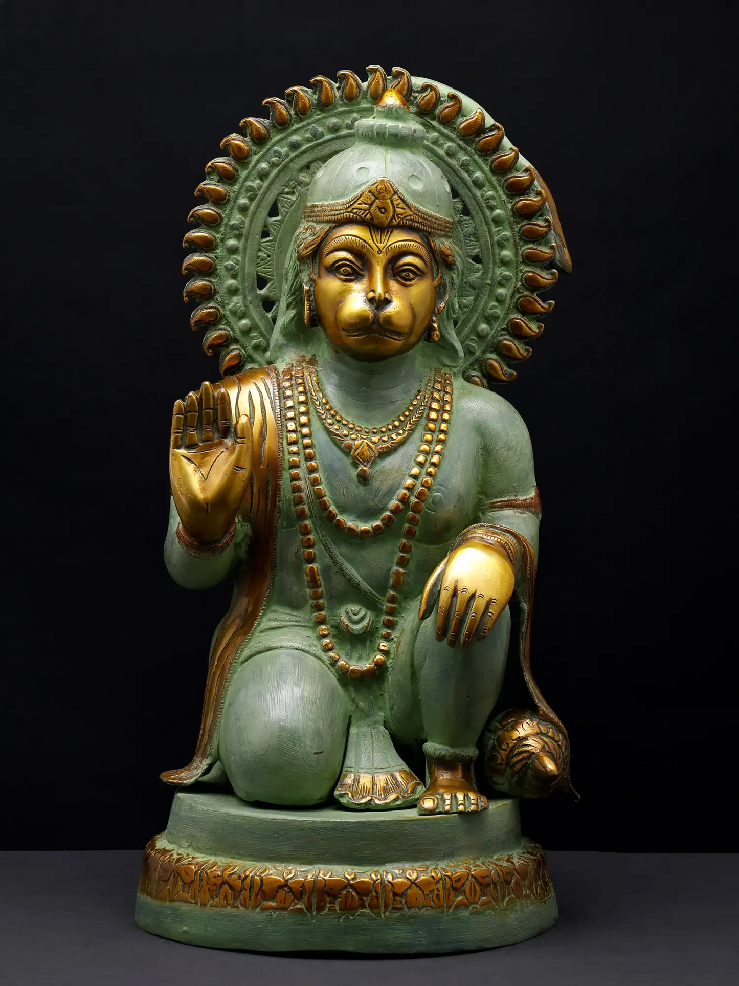 Brassaura® Veer Hanuman Blessing Pose | Brass Sculpture | Height 19 Inches & Weight 15.50 kgs