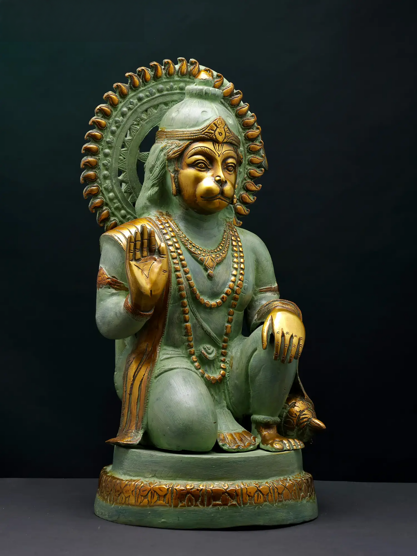 Brassaura® Veer Hanuman Blessing Pose | Brass Sculpture | Height 19 Inches & Weight 15.50 kgs