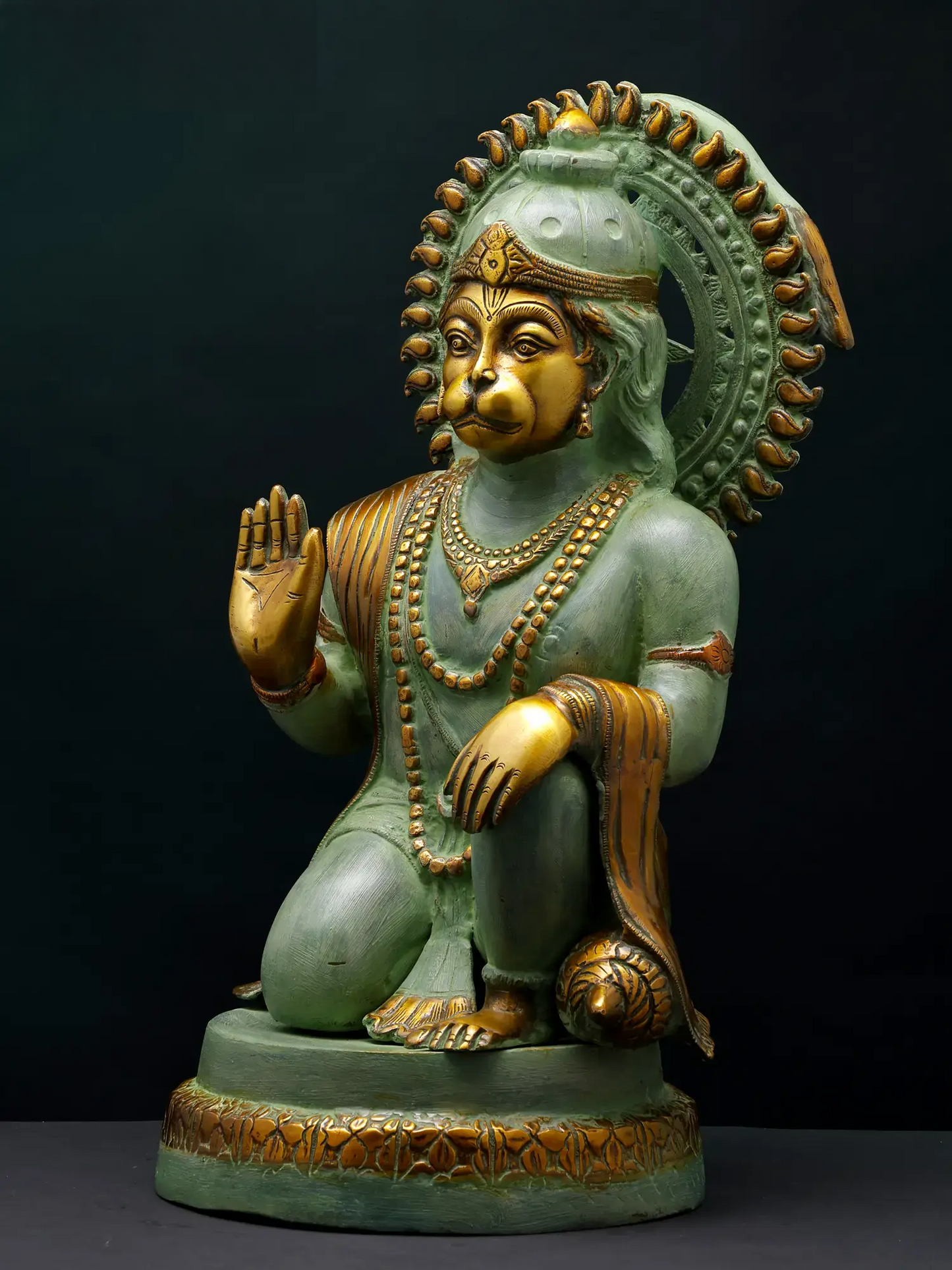 Brassaura® Veer Hanuman Blessing Pose | Brass Sculpture | Height 19 Inches & Weight 15.50 kgs
