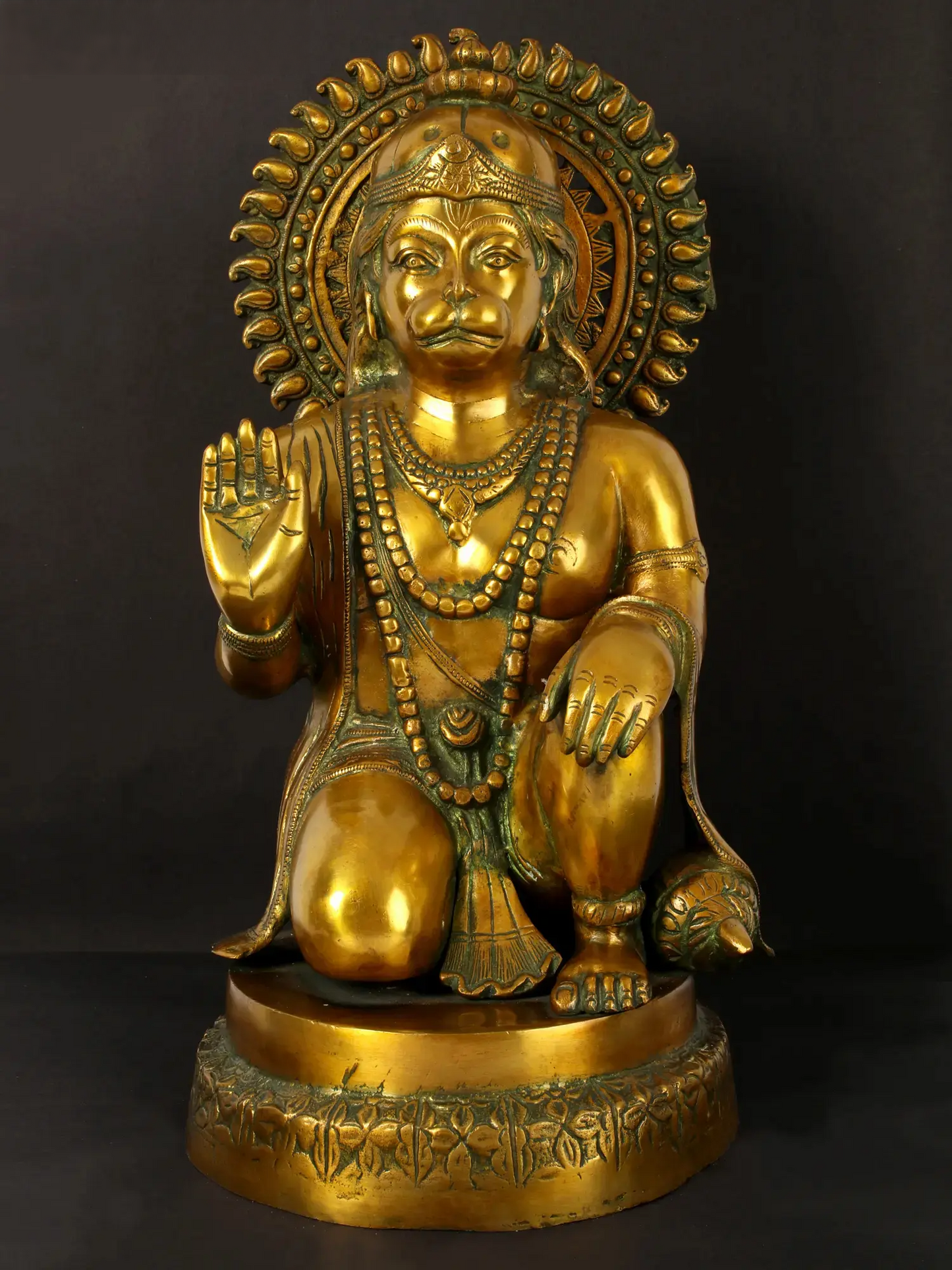 Brassaura® Veer Hanuman Blessing Pose | Brass Sculpture | Height 19 Inches & Weight 15.50 kgs