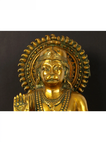 Brassaura® Veer Hanuman Blessing Pose | Brass Sculpture | Height 19 Inches & Weight 15.50 kgs