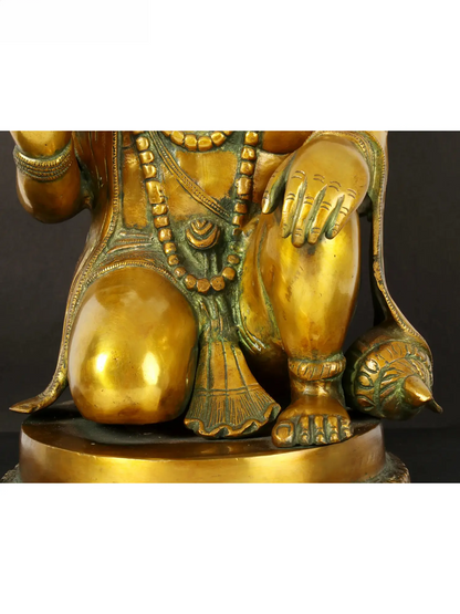 Brassaura® Veer Hanuman Blessing Pose | Brass Sculpture | Height 19 Inches & Weight 15.50 kgs