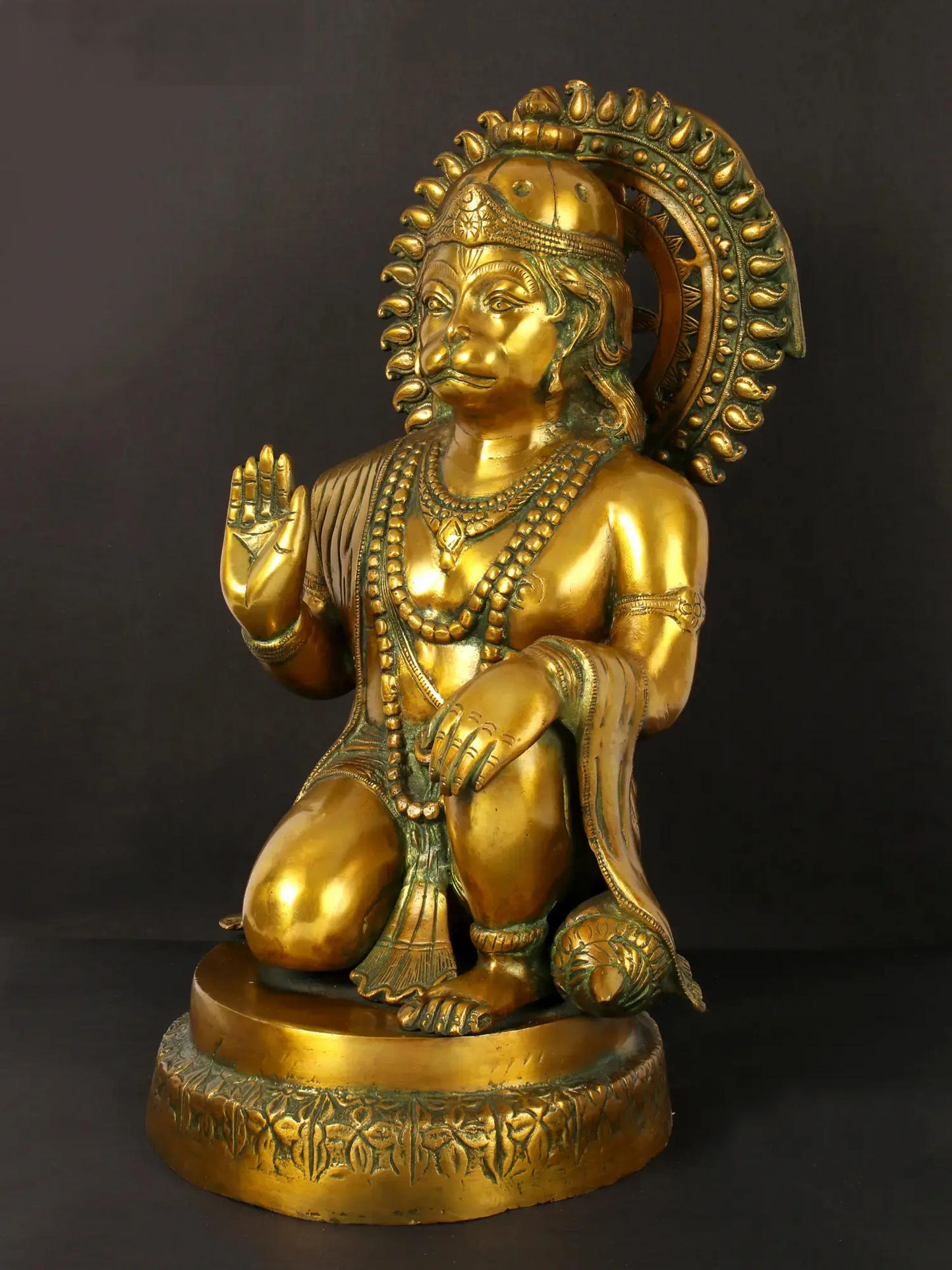 Brassaura® Veer Hanuman Blessing Pose | Brass Sculpture | Height 19 Inches & Weight 15.50 kgs