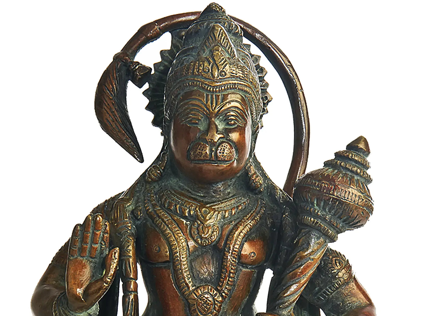 Brassaura® Antique Finish Hanuman Statue | Brass with Patina Work | Height 11 Inches & Weight 3.40 kgs