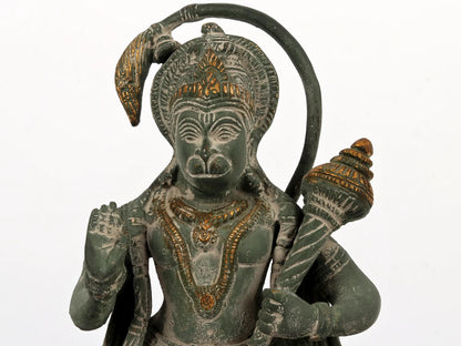 Brassaura® Antique Finish Hanuman Statue | Brass with Patina Work | Height 11 Inches & Weight 3.40 kgs