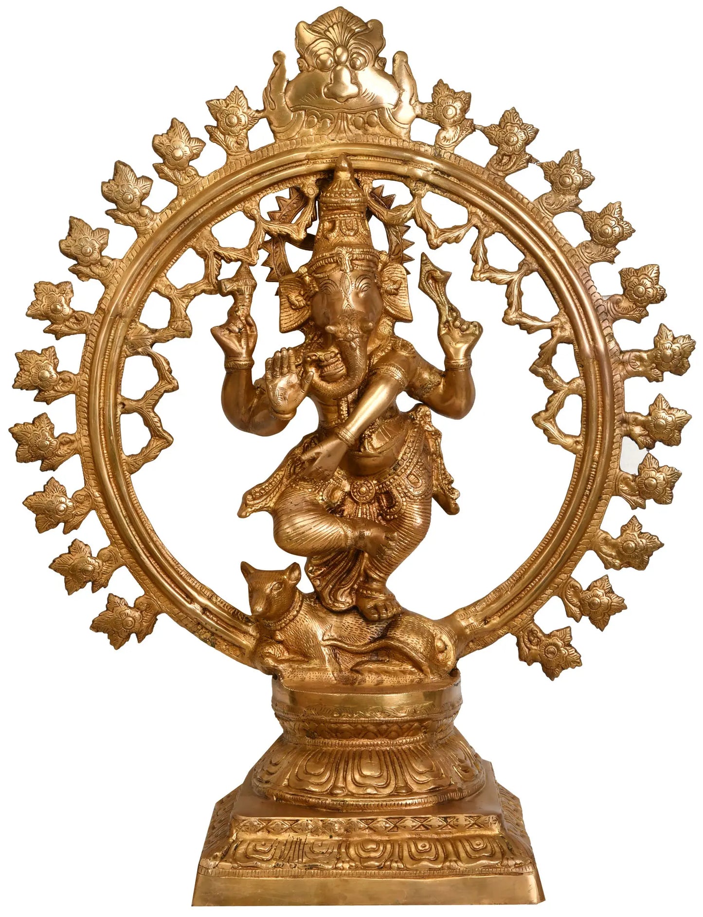 Brassaura® Dancing Lord Ganesha in Prabhavali Frame | Height 29.53 Inches & Weight 17.30 kgs