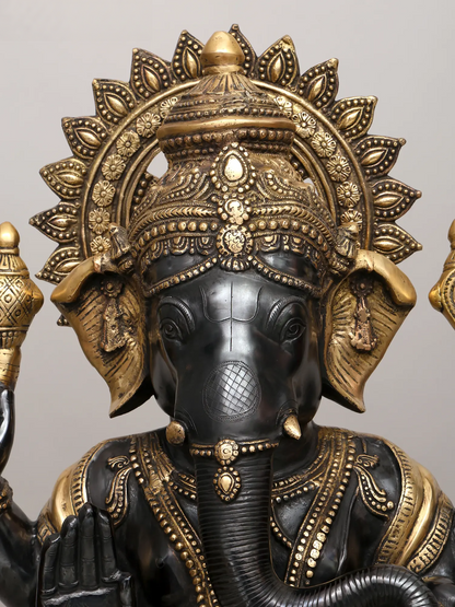 Brassaura™ Brass Ganesha Statue | Height 35 Inches & Weight 49.79 kgs