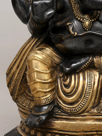 Brassaura™ Brass Ganesha Statue | Height 35 Inches & Weight 49.79 kgs