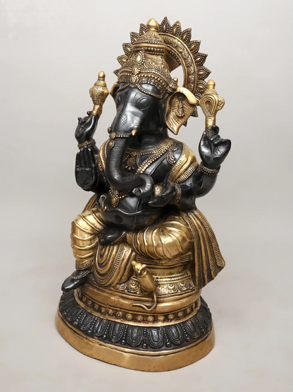 Brassaura™ Brass Ganesha Statue | Height 35 Inches & Weight 49.79 kgs