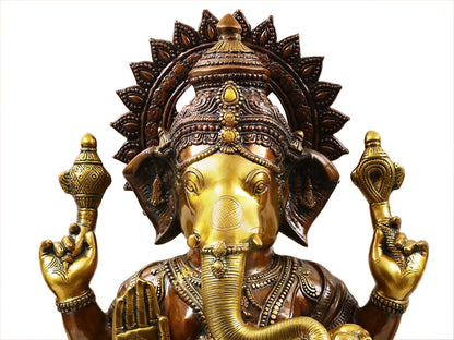 Brassaura™ Brass Ganesha Statue | Height 35 Inches & Weight 48.80 kgs
