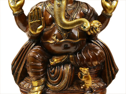 Brassaura™ Brass Ganesha Statue | Height 35 Inches & Weight 48.80 kgs