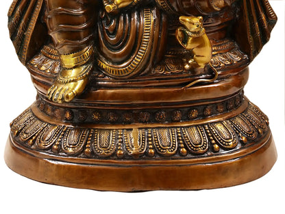 Brassaura™ Brass Ganesha Statue | Height 35 Inches & Weight 48.80 kgs