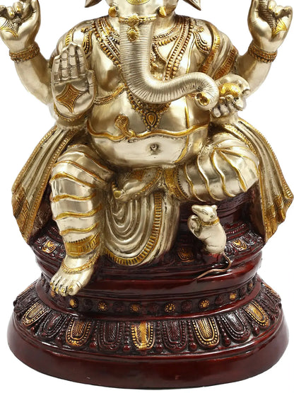 Brassaura™ Brass Ganesha Statue | Height 35 Inches & Weight 48.80 kgs