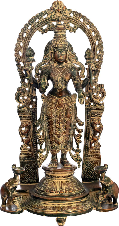 Brassaura™ Lakshmi & Vishnu Divine Pair | Traditional Brass with Ornate Arch | Height 16 Inches & Weight 11.30 kgs