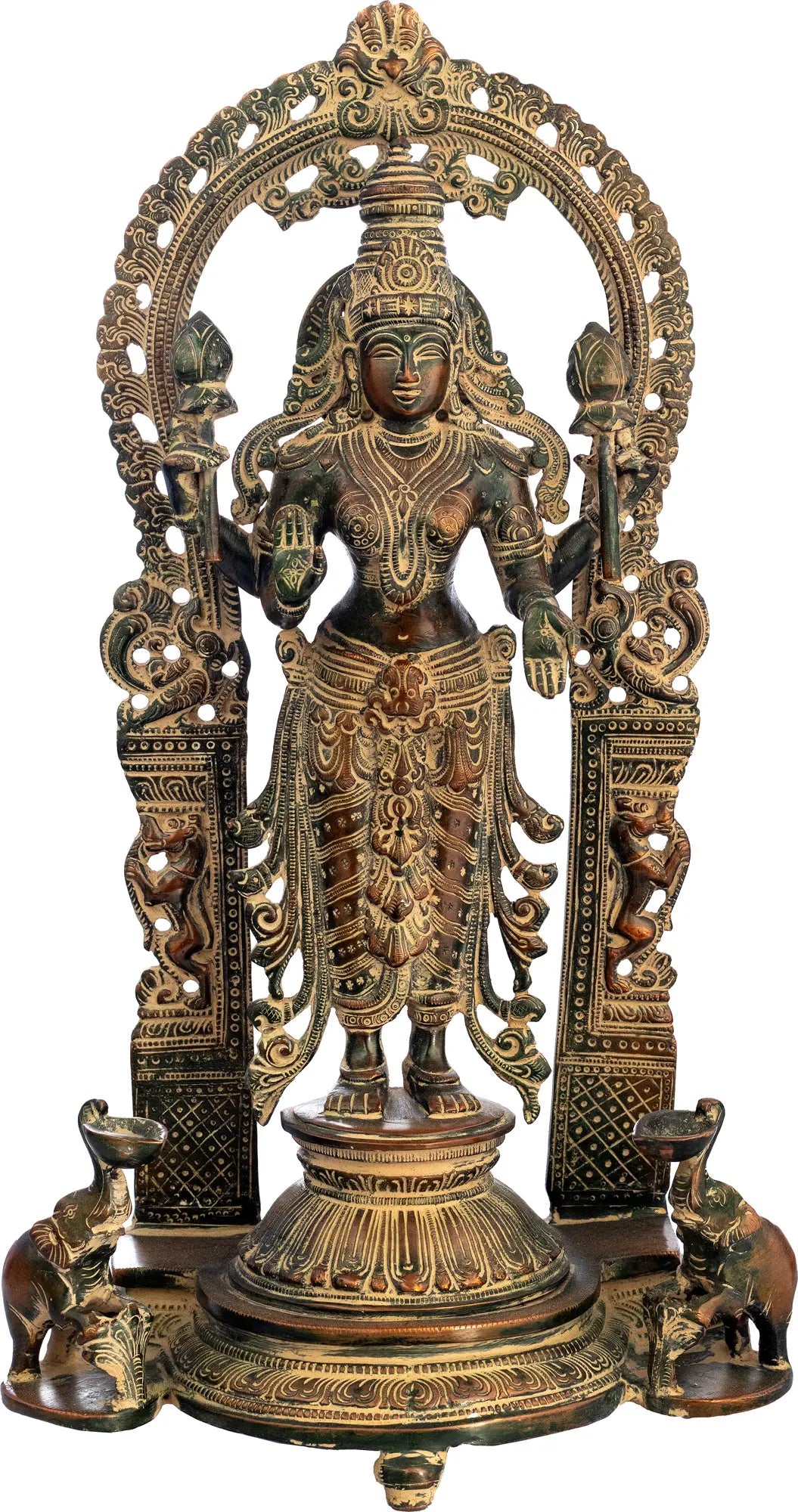 Brassaura™ Lakshmi & Vishnu Divine Pair | Traditional Brass with Ornate Arch | Height 16 Inches & Weight 11.30 kgs