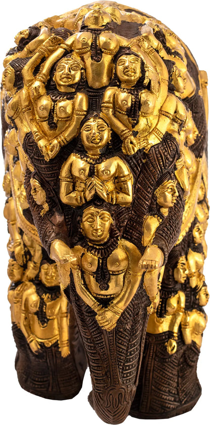 ब्रॉसौरा® गजेंद्र मोक्ष हाथी की मूर्ति | दोहरी रंग की फिनिश के साथ पीतल | ऊँचाई 11.2 इंच और वज़न 11.70 किलोग्राम