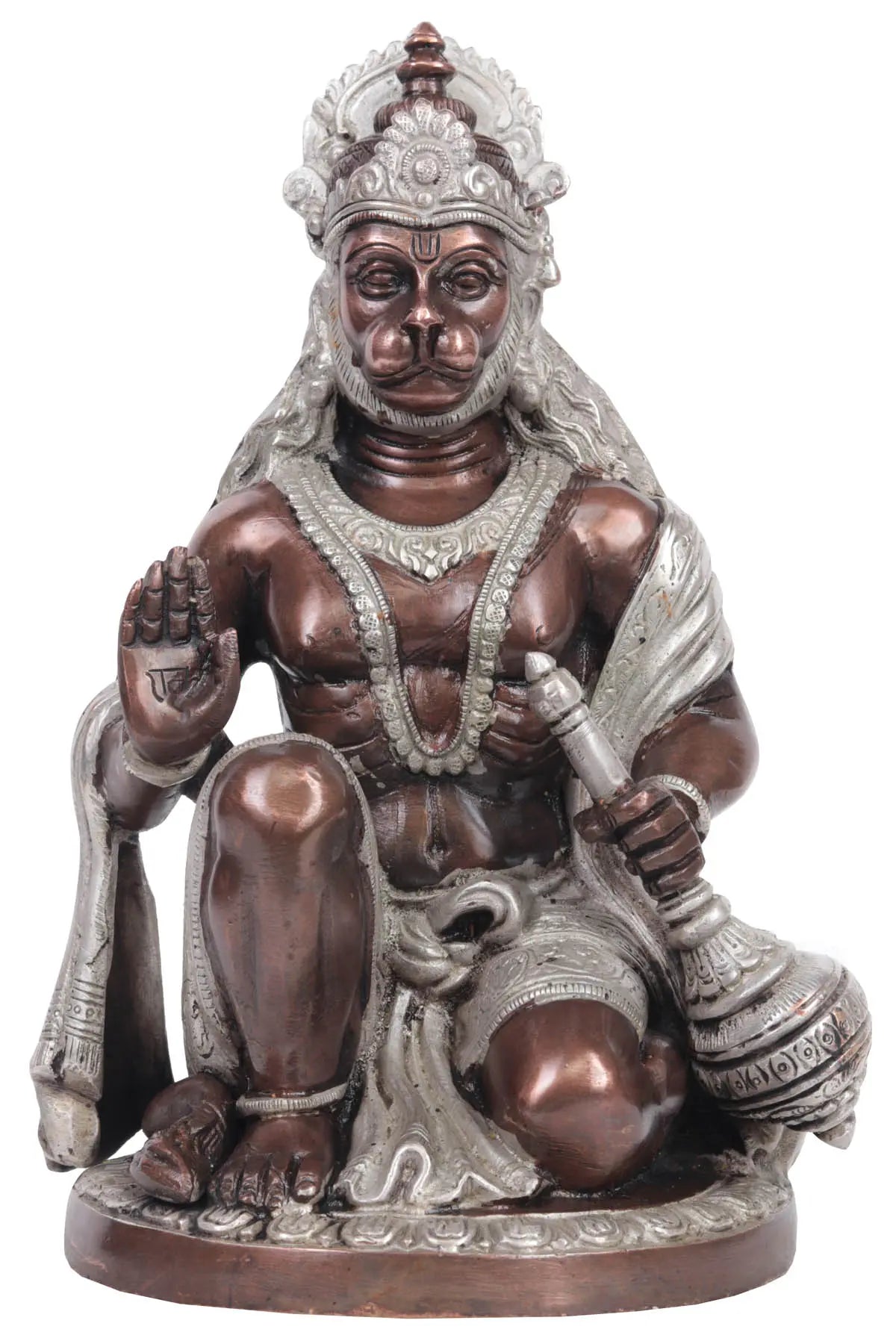 Brassaura® Blessing Hanuman Idol | Brass Statue | Height 9.25 Inches & Weight 3 kgs