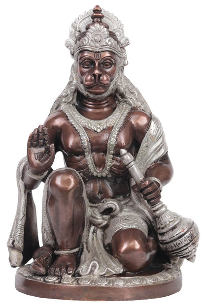 Brassaura® Blessing Hanuman Idol | Brass Statue | Height 9.25 Inches & Weight 3 kgs
