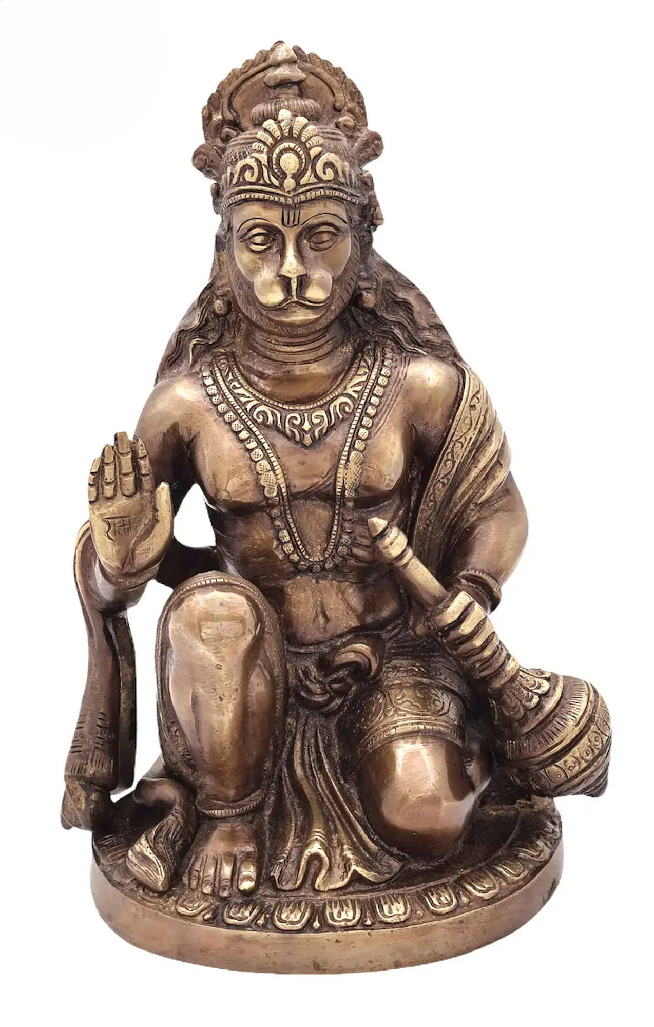 Brassaura® Blessing Hanuman Idol | Brass Statue | Height 9.25 Inches & Weight 3 kgs