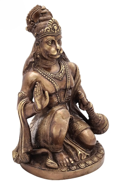 Brassaura® Blessing Hanuman Idol | Brass Statue | Height 9.25 Inches & Weight 3 kgs
