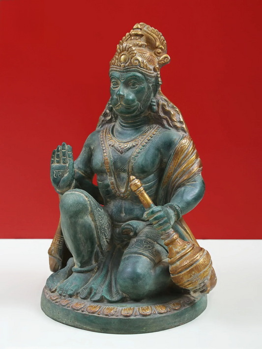 ब्रसौरा® आशीर्वाद हनुमान प्रतिमा | पीतल की मूर्ति | ऊंचाई 9.25 इंच और वजन 3 किलोग्राम