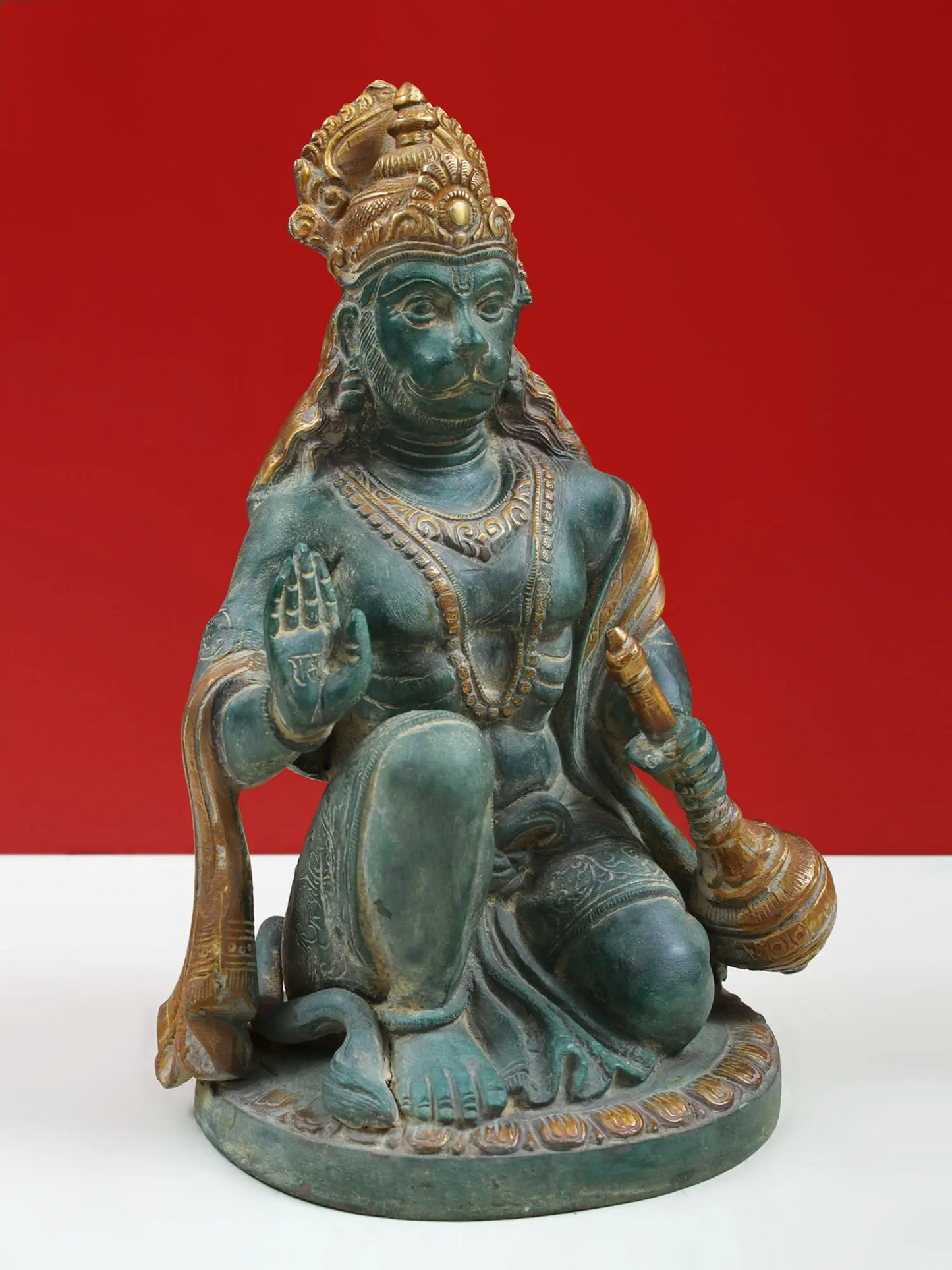 Brassaura® Blessing Hanuman Idol | Brass Statue | Height 9.25 Inches & Weight 3 kgs