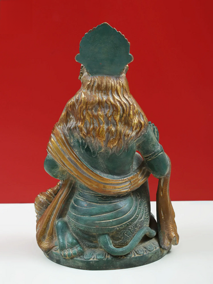 Brassaura® Blessing Hanuman Idol | Brass Statue | Height 9.25 Inches & Weight 3 kgs