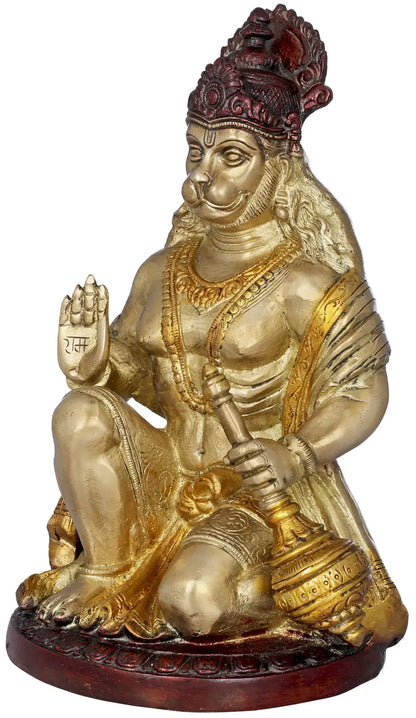 Brassaura® Blessing Hanuman Idol | Brass Statue | Height 9.25 Inches & Weight 3 kgs