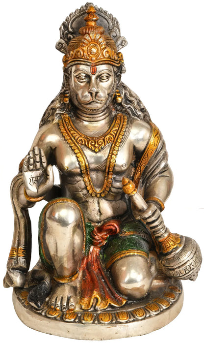Brassaura® Blessing Hanuman Idol | Brass Statue | Height 9.25 Inches & Weight 3 kgs