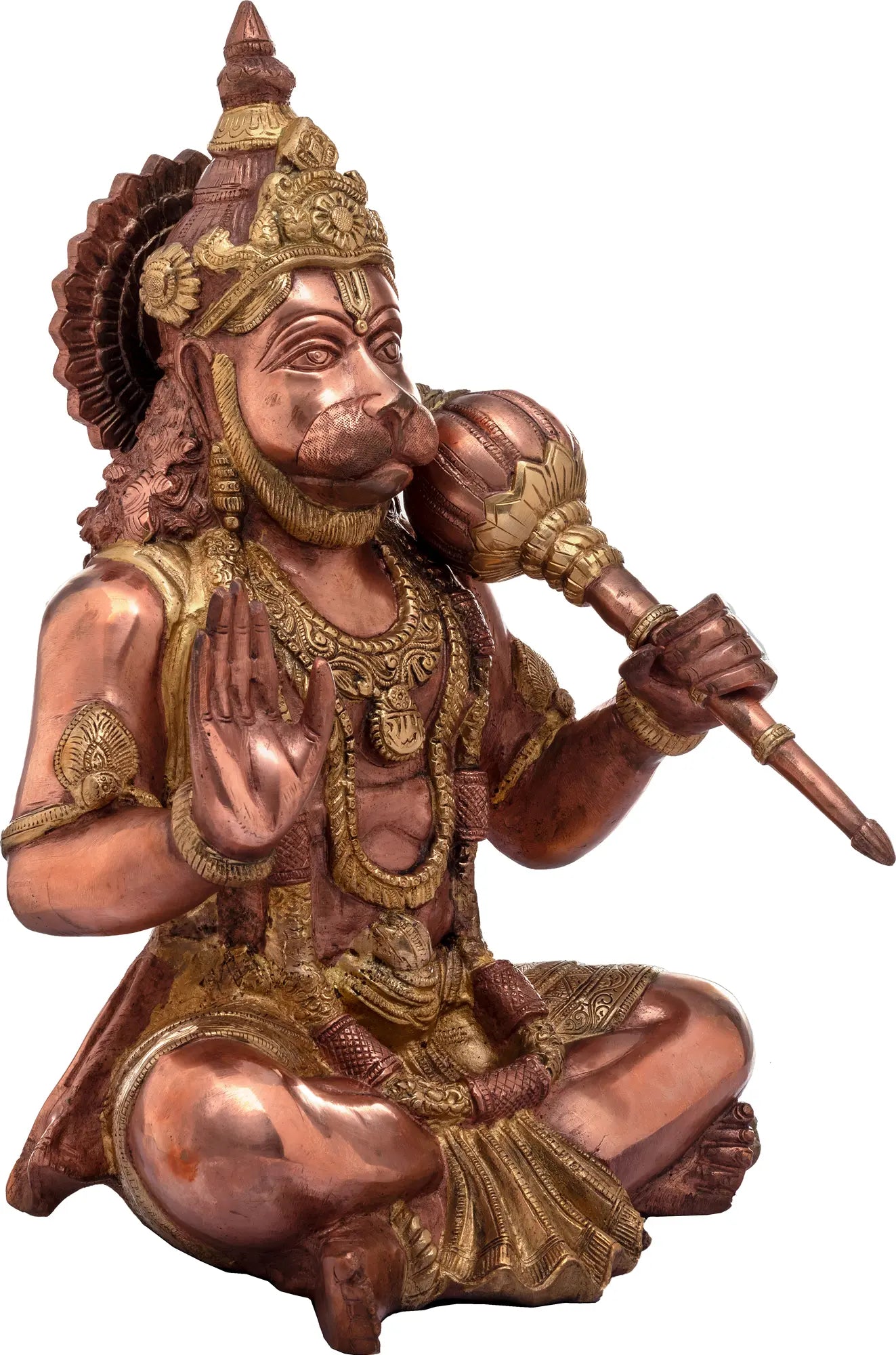 ब्रासुरो® बैठे हनुमान प्रतिमा | पीतल की मूर्ति | ऊंचाई 16.9 इंच और वजन 13 किलोग्राम