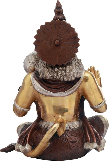 ब्रासौर® बैठी हुई हनुमान प्रतिमा | पीतल की मूर्ति | ऊंचाई 16.9 इंच और वज़न 13 किलोग्राम