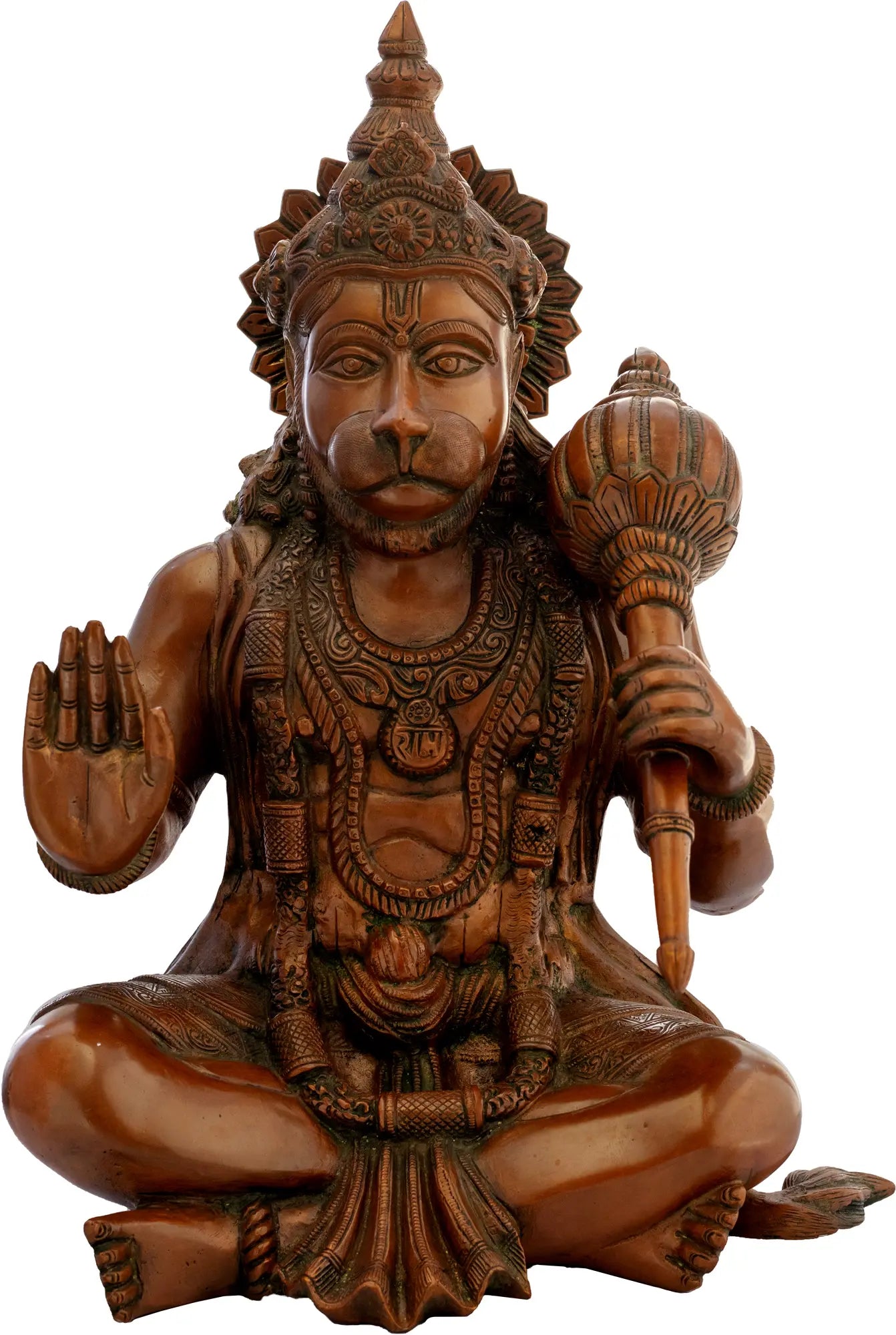 ब्रासौर® बैठी हुई हनुमान प्रतिमा | पीतल की मूर्ति | ऊंचाई 16.9 इंच और वज़न 13 किलोग्राम