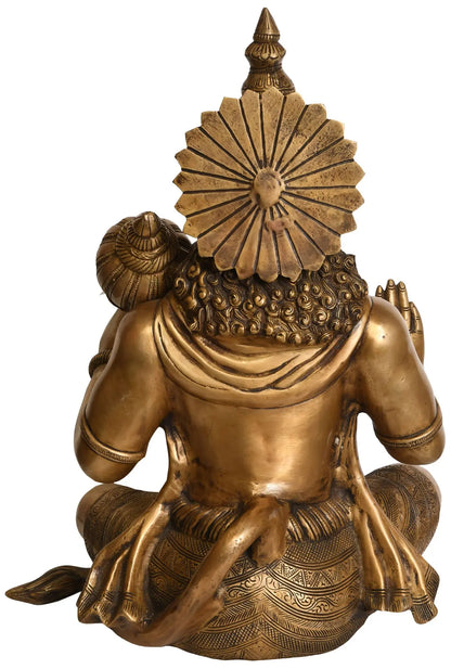Brassaura® Sitting Hanuman Statue | Brass Sculpture | Height 16.9 Inches & Weight 13 kgs