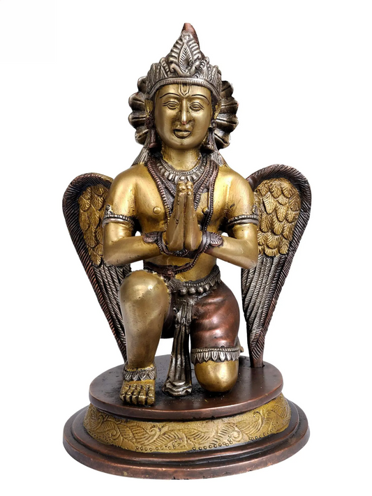 ब्रासुर्रा® पीतल गरुड़ मूर्ति | ऊंचाई 9 इंच और वज़न 2.60 किलोग्राम