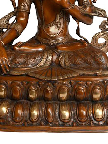 Brassaura® Seated Goddess Tara Brass Statue | Height 34 Inches & Weight 33.30 kgs