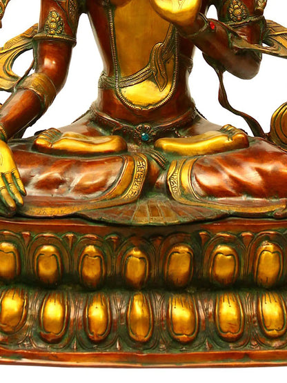 Brassaura® बैठी हुई देवी तारा की पीतल की मूर्ति | ऊंचाई 34 इंच और वज़न 33.30 किग्रा