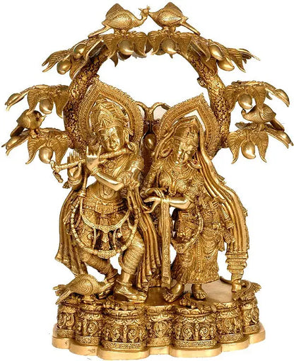 Brassaura® Brass Radhe Krishna Statue | Height 30 Inches & Weight 55.20 kg
