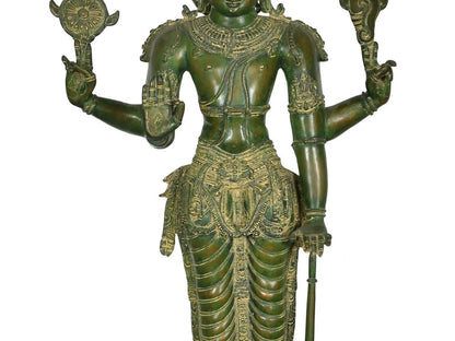 ब्रासुरा® भगवान विष्णु की मूर्ति | शुद्ध पीतल | ऊंचाई 37 इंच और वज़न 27 किलोग्राम