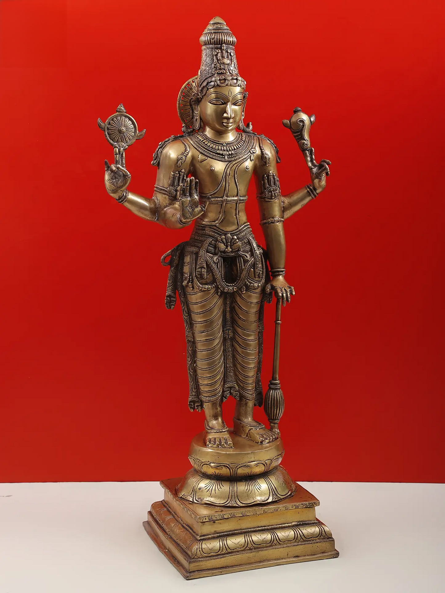 Brassaura® Lord Vishnu Statue | Pure Brass | Height 37 Inches & Weight 27 kgs