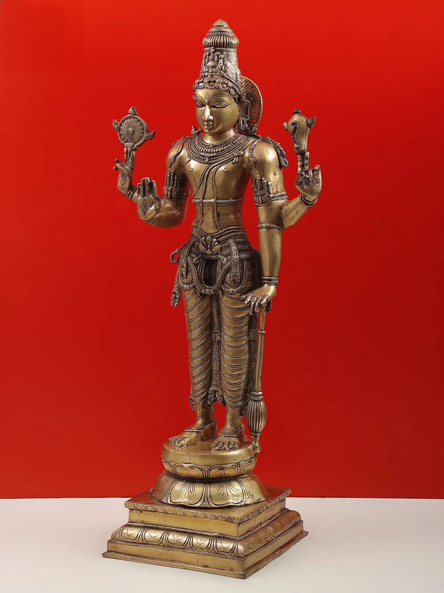 Brassaura® Lord Vishnu Statue | Pure Brass | Height 37 Inches & Weight 27 kgs