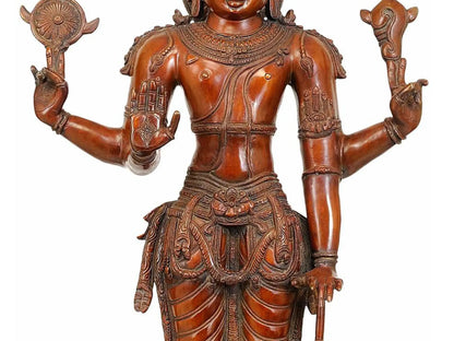 ब्रॉसौरा® भगवान विष्णु की प्रतिमा | शुद्ध पीतल | ऊंचाई 37 इंच और वज़न 27 किग्रा