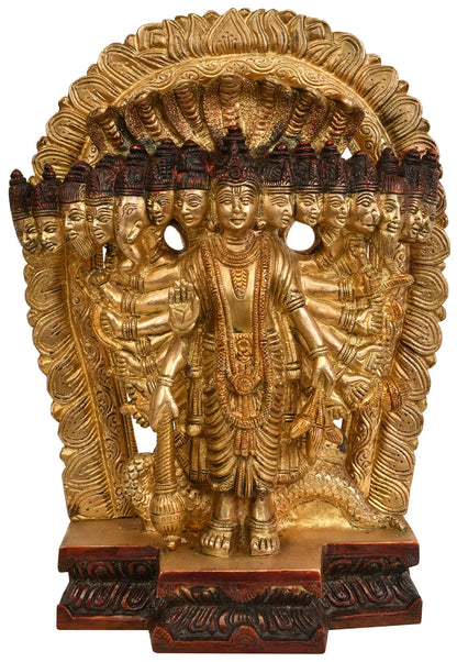Brassaura® Vishwaroopa Vishnu Statue | Pure Brass | Height 11 Inches & Weight 5.50 kgs