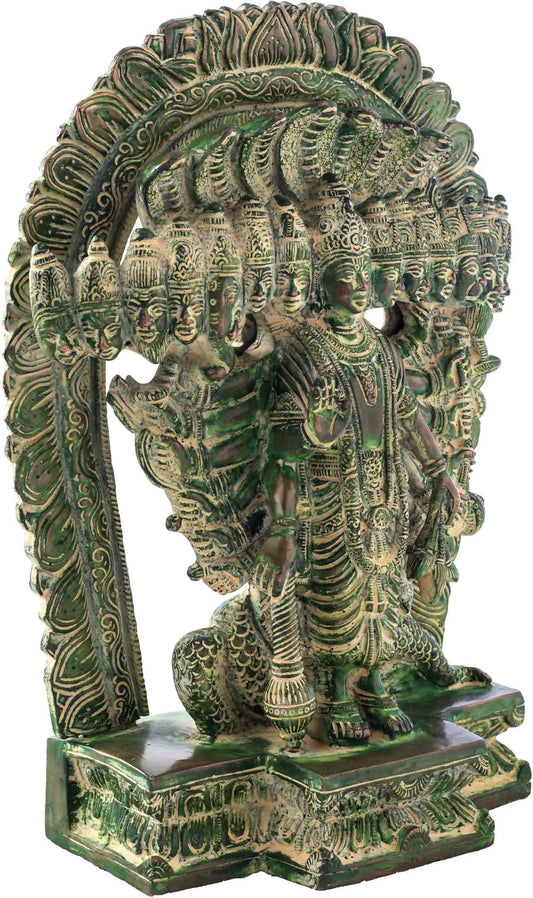 Estátua Brassaura® Vishwaroopa Vishnu | Latão Puro | Altura 28 cm e Peso 5,50 kg