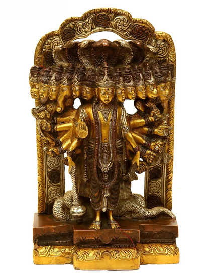 Brassaura® Vishwaroopa Vishnu Statue | Pure Brass | Height 14.5 Inches & Weight 9.60 kgs