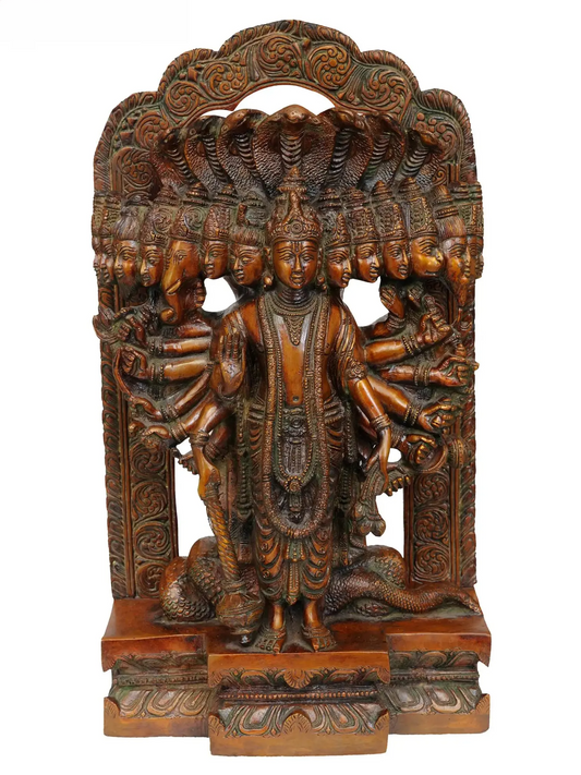 Estátua Brassaura® Vishwaroopa Vishnu | Latão Puro | Altura 14,5 polegadas e Peso 9,60 kg