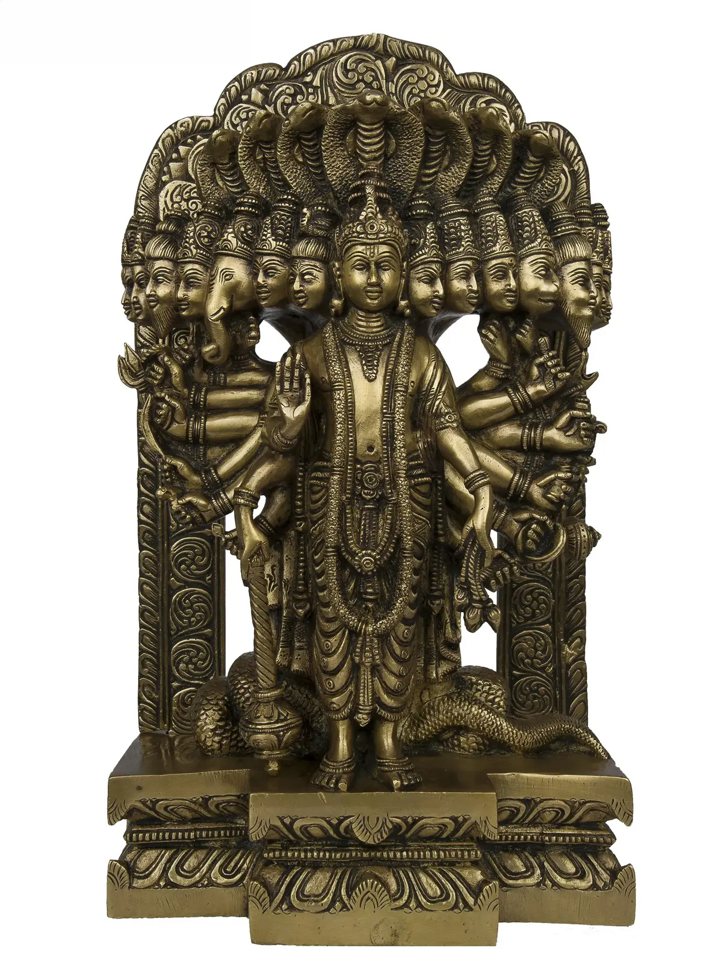 Brassaura® Vishwaroopa Vishnu Statue | Pure Brass | Height 14.5 Inches & Weight 9.60 kgs