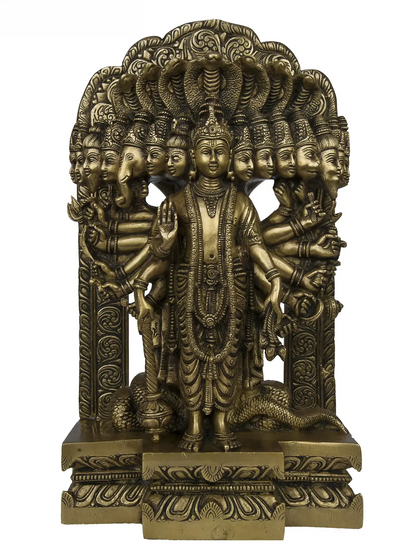 Brassaura® Vishwaroopa Vishnu Statue | Pure Brass | Height 14.5 Inches & Weight 9.60 kgs