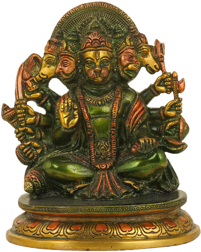 Brassaura® Panchmukhi Hanuman Statue | Pure Brass Idol for Home Temple & Vastu | Height 6.5 Inches & Weight 1.65 kgs